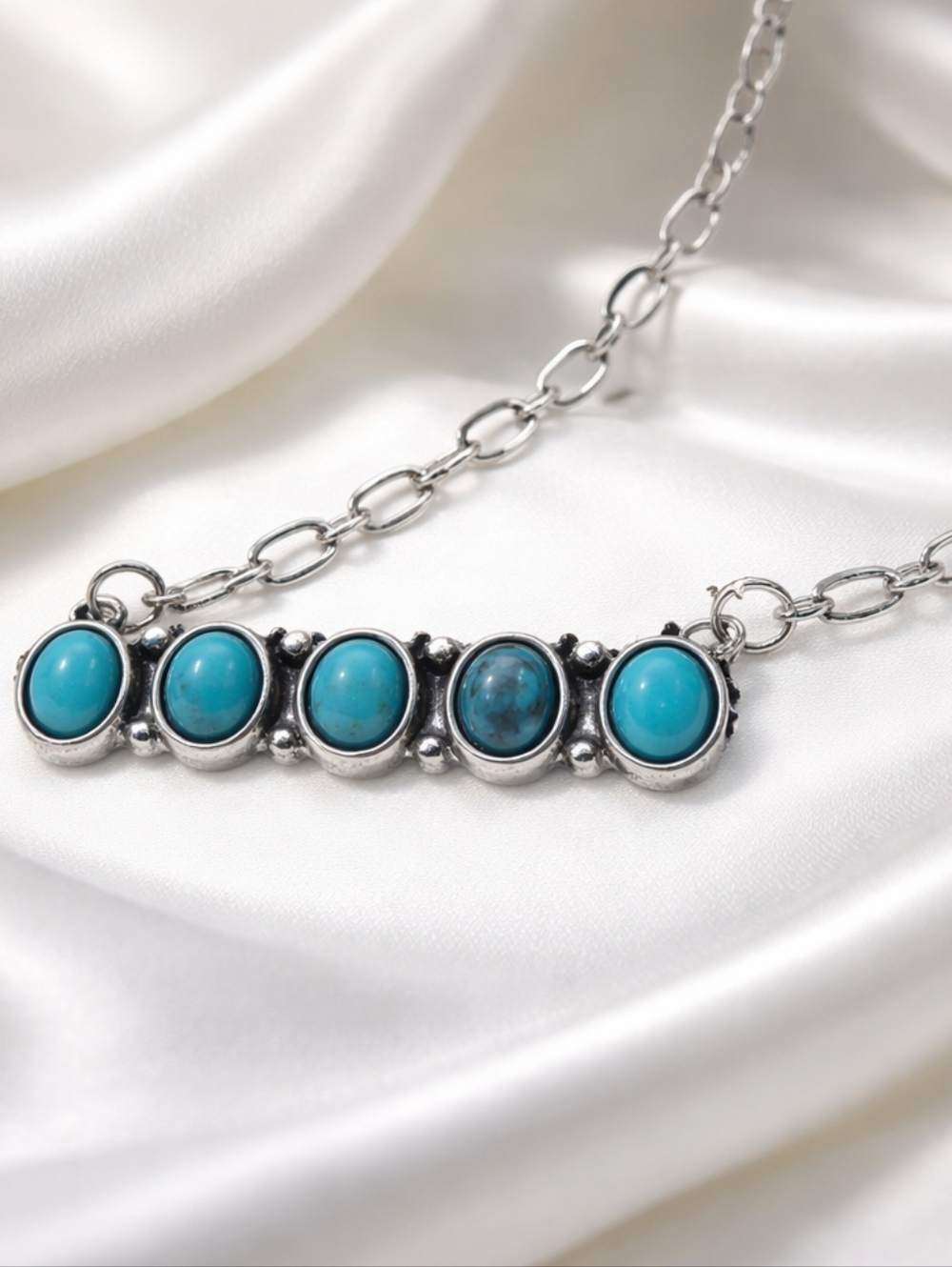 New! Turquoise, Semi Stone,  Bar Necklace